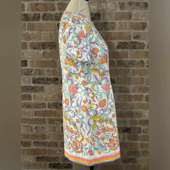 Trina Turk $328 floral arboretum pastel orange purple mini dress sz 4 cotton - Picture 7 of 11